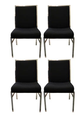 $2400 • Buy Mid Century Modern Set 4 Milo Baughman Curved Chrome Dining Side Chairs 1980’s