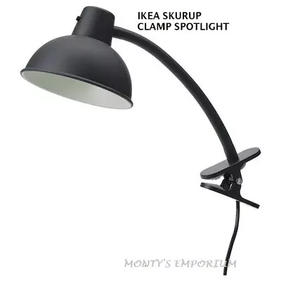 Desk Clamp Spotlight Ikea Skurup Black Metal Flexible Work Lamp • £24.95