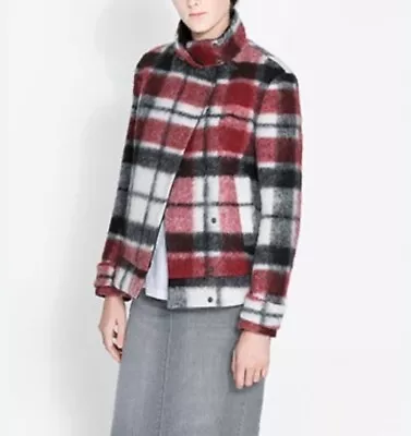 Zara Plaid Cheked Wool Mohair Jacket Coat XS • $49.99
