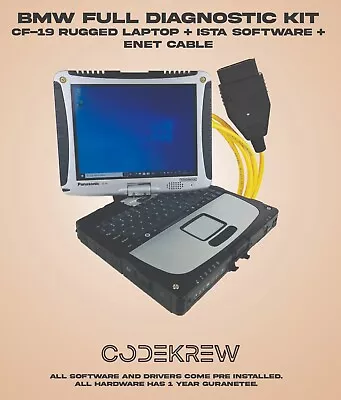 🚗 Bmw Full Kit : Panasonic Rugged Laptop Cf-19 + Ista Software + Enet Cable • £500