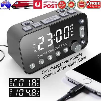 $35.98 • Buy Digital DAB+FM Radio Alarm Clock LED Bedside Sleep Dual Timer Large Size Display