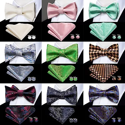 Mens Silk Bow Tie Set Paisley Floral Geometric Black Red Blue Gold Party Wedding • $9.99