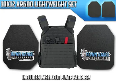 AR600 Level 3+ LIGHTWEIGHT Body Armor Plates -10x12 With Vest Med-2XL Adjustable • $249.95