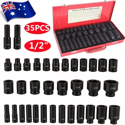 $18.99 • Buy 10/35pcs Metric 1/2  Drive Deep Impact Sockets 8-32MM Garage Workshop Tools Set