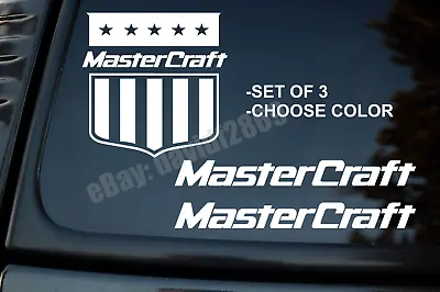 $10.99 • Buy Mastercraft Ski Boat Back Window SET OF 3  Multi-Color Vinyl Decal Sticker