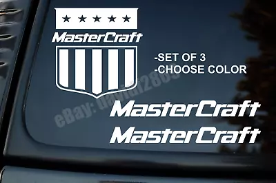 Mastercraft Ski Boat Back Window SET OF 3  Multi-Color Vinyl Decal Sticker • $12.64