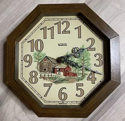 Vintage Verichron Wall Clock Country Themed With Barn  Untested • $9.99