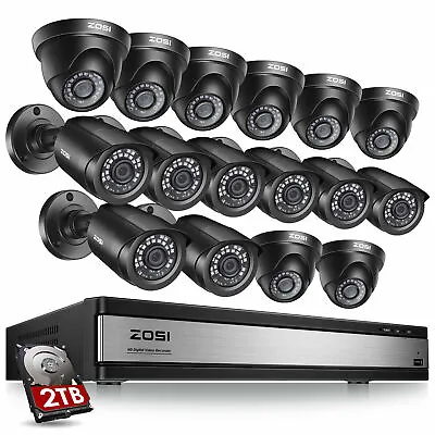 ZOSI 16 Channel H.265+ DVR Hard Drive 2TB 16 1080p Security Camera System • $379.99