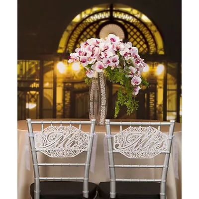 David Tutera Mr. And Mrs. Die Cut Lace Paper Signs Wedding Chair Decoration • $15