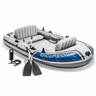 4-Person Inflatable Boat Set With Aluminum Oars And High Output Air Pump • $202.07