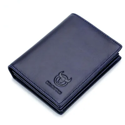 BULLCAPTAIN Mens Wallet Large Capacity Genuine Leather RFID Bifold Card Holder • $18.04