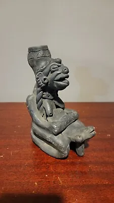 Aztec Carved Sculpture Figurine Black Clay Carved Mayan Mother Goddess IXCHEL? • $43