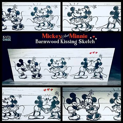 Artissimo Disney Mickey Minnie Mouse Kiss Sketched Canvas Print 36  X 12  • £21.69