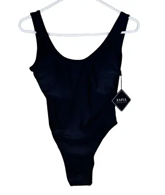Zaful Forever Young Swim Suit One Piece Black Classic Size 4 Small Beach Pool • $9