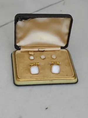 Vintage Swank Mother Of Pearl/abalone Tuxedo  Shirt Studs Cuff Link Set • $50