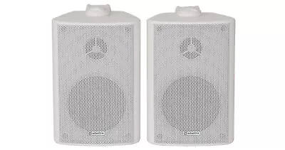 PAIR 3  Stereo Speakers WHITE WALL SURROUND HIFI BOOKSHELF BC3-W • £43.28