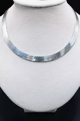 925 Sterling Silver Herringbone Chain Necklace Made In Italy • $62
