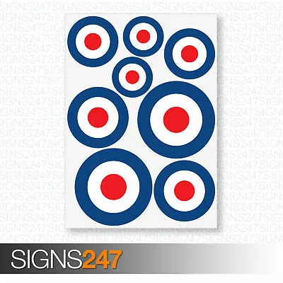 RAF Stickers - MOD Target Roundel - Scooter Vinyl Decal Stickers Cars Vans • £2.49