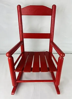 VTG Children’s Red Wooden Rocking Chair Slatted 18.5” Farmhouse In & Outdoor • $50