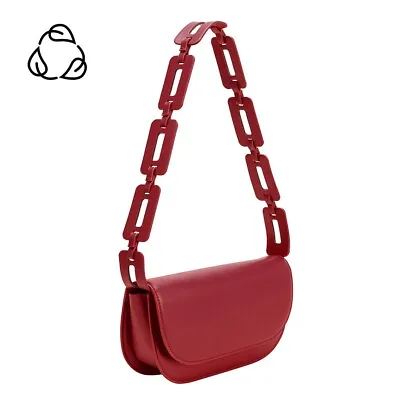 Melie Bianco Inez Link Strap Vegan Handbag & Crossbody In RED - Anthro! NWT! $98 • $69.99