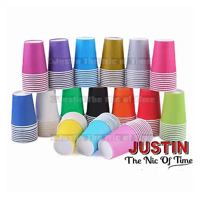 £4.99 • Buy Paper CUPS (9oz) Plain Solid Colours Birthday Party Catering Tableware 