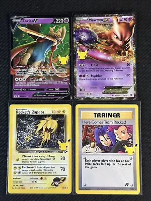 Pokemon Cards X4 Mewtwo EX Zacian V SWSH Celebrations Ultra Rare Full Art • $1.35