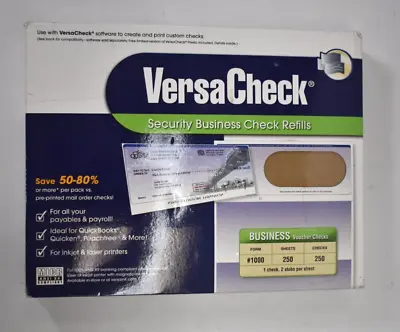 VersaCheck Security Business Check Refills 250 Sheets 2 Stubs/Sheet 1000 • $19.98