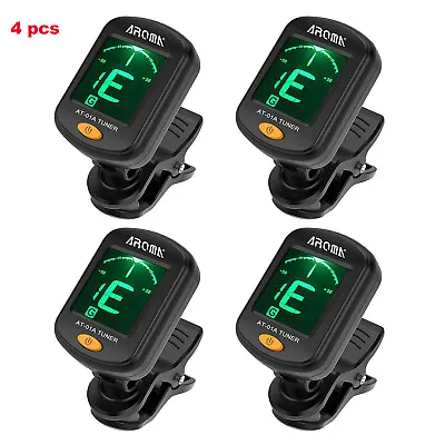 $28.79 • Buy 4pcs Clip-On LCD Digital Tuner For Guitar Bass Violin Ukulele Chromatic AT-01A