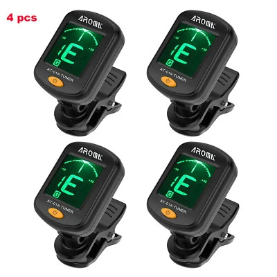 $28.79 • Buy 4pcs Clip-On LCD Digital Tuner For Guitar Bass Violin Ukulele Chromatic AT-01A