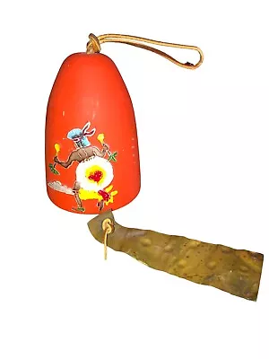 Vintage Pacific Stoneware Bell Ceramic Wind Chime Native American Orange 5.5” • $16.97