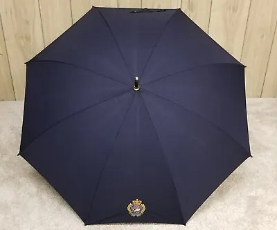 VTG Polo Ralph Lauren Crest Umbrella Navy Blue Wood Handle 37  Long RARE • $89.99