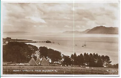 Scarce Old Real Photo Postcard - Menai Straits From Beaumaris - Anglesey 1939 • £1.99