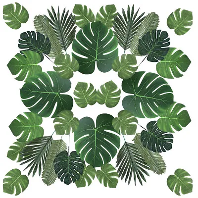 £11.98 • Buy 90x Tropical Artificial Palm Leaves Hawaiian Luau Jungle Beach Theme Party Decor