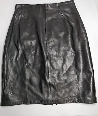 Vintage Michael Hoban North Beach Skirt Black Mini Leather A-Line Sz 9/10 USA • $49.95