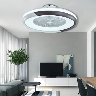 $99 • Buy 23  Modern Flush Mount Ceiling Fan Light LED Dimmable Chandelier Lamp W/ Remote