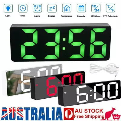 Modern Digital Clock LED Mirror Display Alarm Temperature Time Table Desk Home • $15.23