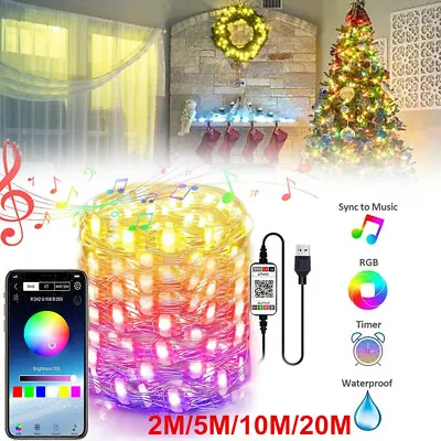 Christmas Tree Decor Fairy String Lights LED Bluetooth App Remote Control New • $14.71