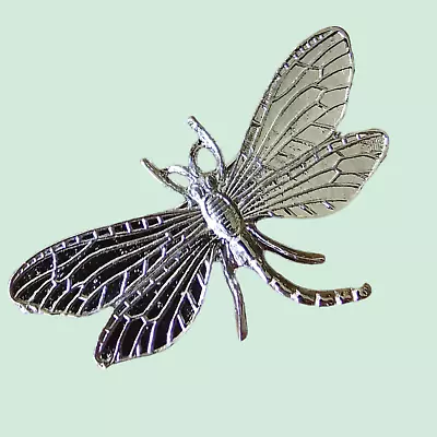 Vintage Brooch - Silver Plated Dragonfly Brooch - Made In UK • $8.95