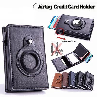 $21.99 • Buy PU Leather Airtag Wallet Bag Card Holder Smart Anti-lost Protective Cover RFID