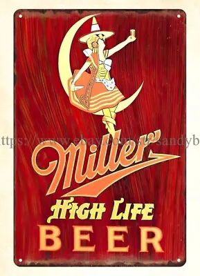 MILLER HIGH LIFE BEER Metal Tin Sign Plaque Room Metal Wall Art • $18.87