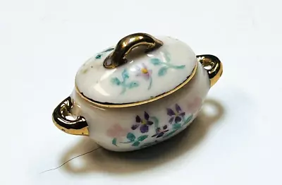 Dollhouse Miniature Accessories Serving Dish Oval Flower Gold 1 5/8  X 3/4  Vtg. • $8.95