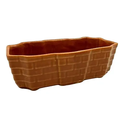Vtg Alamo Pottery Planter Dish 748 Brown Mid Century Modern Bricks Basket Weave • $18.99