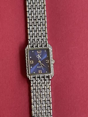 Vintage~Art Deco~Retro~Calvin Klein Metal Linked Silver Watch • $50