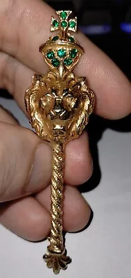 Vintage Lion Crown Scepter Brooch Stick Pin Exquisite Unique High Fashion • $34.99