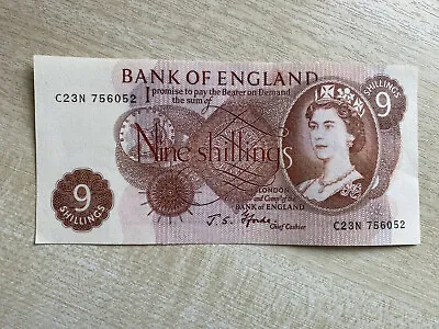 RARE British 9 Shilling Note. Not 10 Bob. Ideal Birthday Present • £10