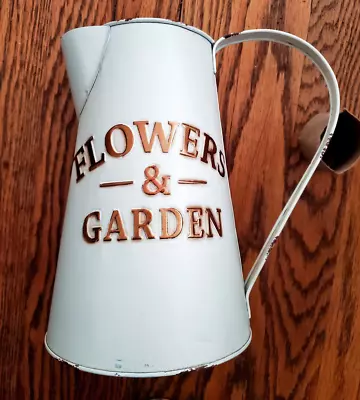 NEW 9  X 9    FLOWERS & GARDEN Water Pitcher TIN METAL FREE SHIPPING NEXT DAY • $18.88