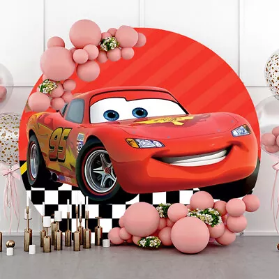 Round Racing Car Backdrop Cars Birthday Photo Background Party Supplies Studio • $26.67
