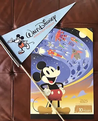 D23Expo 2019 Gold Eric Tan Poster D23 Walt Disney Animation Studios Pennant Flag • £62.66