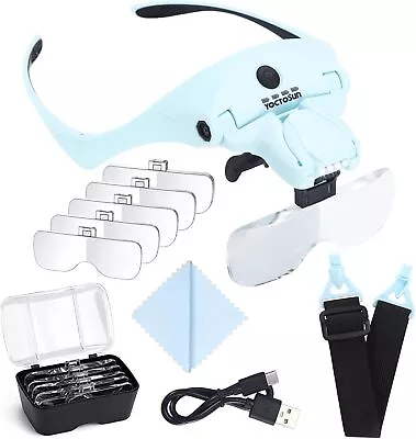 YOCTOSUN Magnifying Glasses With Light For Close Work Head Magnifier With 4 LED • $25.99