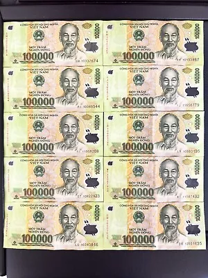 1000000 VIETNAM DONG (10x 100000) BANK NOTE MILLION VIETNAMESE • $70